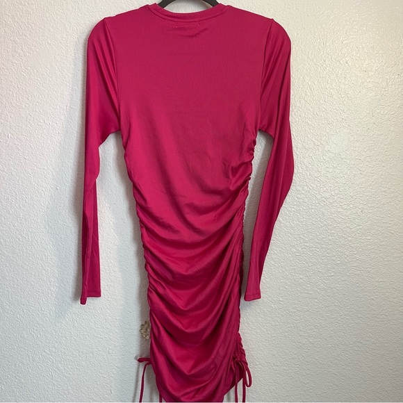 Barbie Pink Ribbed Bodycon Tie Dress Long Sleeves NEW - Picture 8 of 8